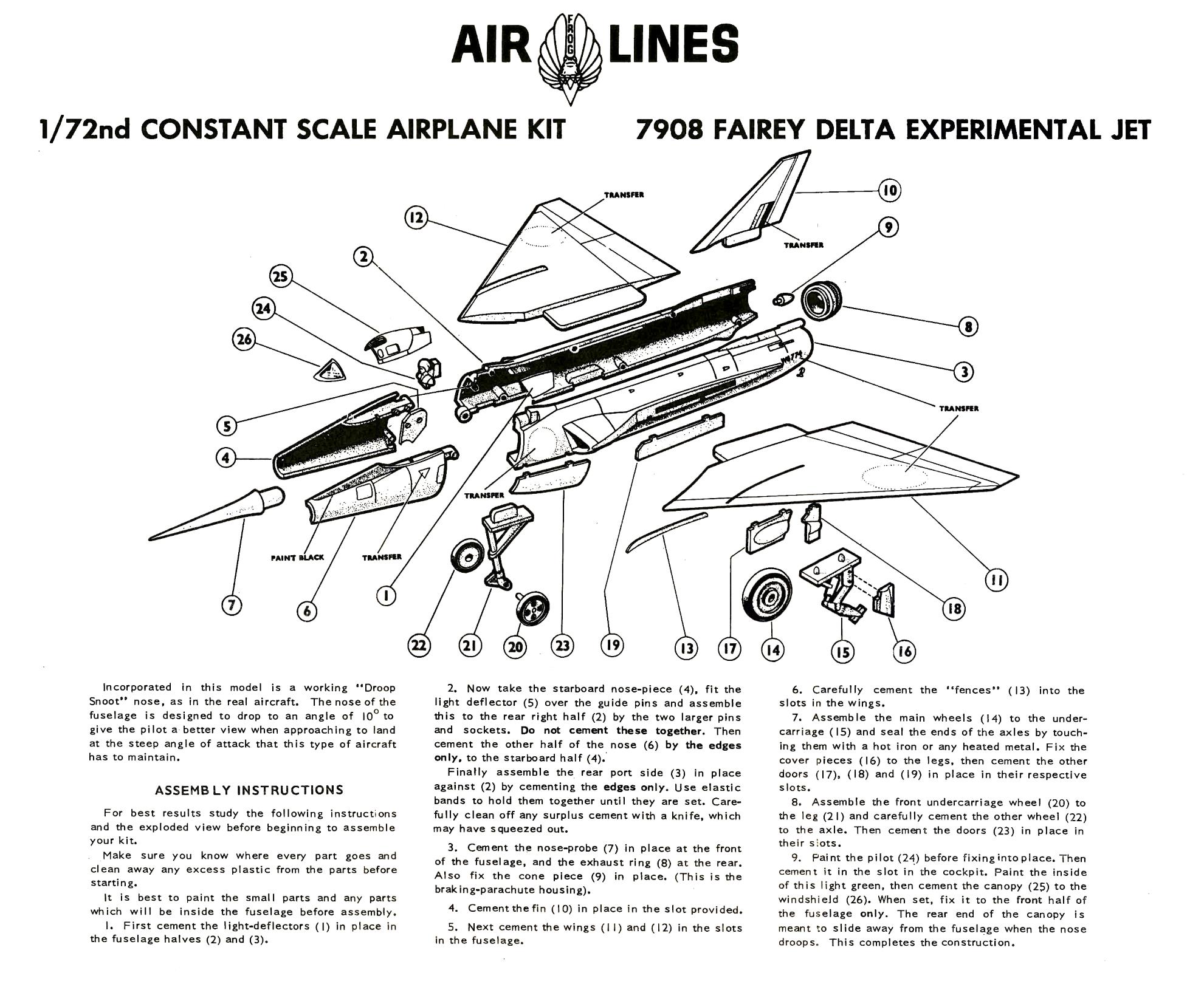 Инструкция по сборке Air Lines 7908 Fairey Delta 2